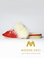 Warme Damen Pantoffeln Modell 62 Schneeflocken rot