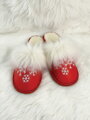 Warme Damen Pantoffeln Modell 62 Schneeflocken rot