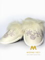 Warme Damen Pantoffeln Modell 20 weiße Schneeflocken