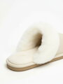 Dámske kožené papuče krémové model 113 s kožušinou 