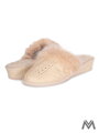 Warme Damen Pantoffeln Modell 39 beige mit Absatz