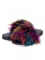Offene Damen Hausschuhe Modell mit Pelz bunt