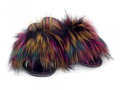 Offene Damen Hausschuhe Modell mit Pelz bunt