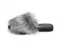 Offene Damen Hausschuhe Modell mit Pelz grau