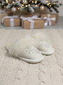 Warme Damen Pantoffeln Modell 20 weiße Schneeflocken