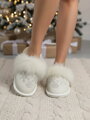 Warme Damen Pantoffeln Modell 20 weiße Schneeflocken