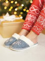 Warme Damen Pantoffeln Modell 22 Filzschneeflocken