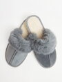 Sivé dámske zateplené papuče s kožušinou model 110