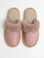 Dámske zateplené kožené papuče model 109 v ružovej farbe 