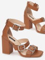 Damen Sandalen mit quadratischem Absatz 1618-17 braun