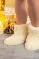 Warme Pantoffeln Modell 25 aus Schafwolle weiß