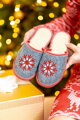 Warme Damen Pantoffeln Modell 85 Filzschneeflocke rot