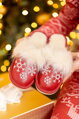 Warme Damen Pantoffeln Modell 62 Schneeflocken rot