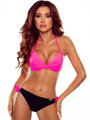 Damen-Bikini ANABEL-G,01 C/R neonpink+schwarz