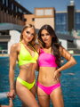 Zweiteiliger Damen-Badeanzug VSB JULIE neonpink