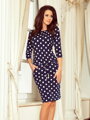 Damen Jersey-Kleid 13-101 dunkelblau mit Punkte