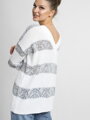 Damen Strickpullover COSMO weiß-grau