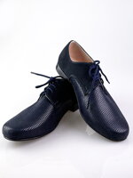 Chlapčenské detské spoločenské kožené topánky 99 A modré nubuk vzor