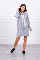 Mikinové šaty s kapucňou alebo dlhá mikina 0042 svetlo-sivé 