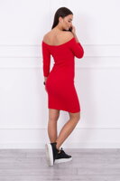 Puzdrové mini šaty s lodičkovým výstrihom červené 8974