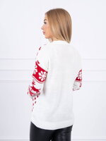 Vianočný sveter so srdiečkami ecru 2021-10