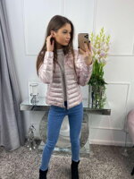 Prešívaná dámska bunda prechodná ružová perleťová