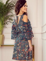 Trendy dámské šaty 292-2 zelené s květinami 