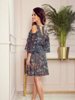 Trendy dámské šaty 292-2 zelené s květinami 
