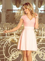  Elegantné dámske šaty 242-1 pastelovo ružové 
