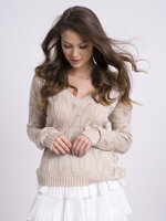 Dámský pulovr s pleteným vzorem AMIE béžový