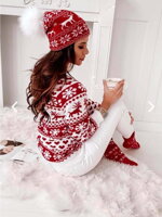 Dámsky vianočný svetrík srdiečko bielo-červený