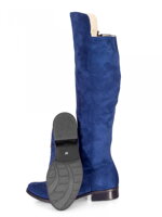 Vysoké čižmy nad kolená z pravej kože Ema 040 modré