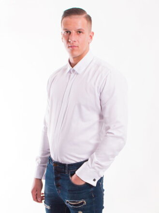 VERSABE Luxuriöses Herrenhemd mit Manschette SLIM FIT STRIH VS-PK-1712 weiß
