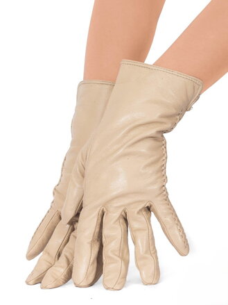 Damen Lederhandschuhe mit Glattoptik beige