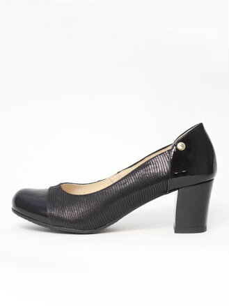 Schwarze Pumps aus echtem Leder 1545-395 / 527