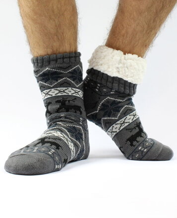 Herren-Thermo-Socken - grau Slip 14 Rentier