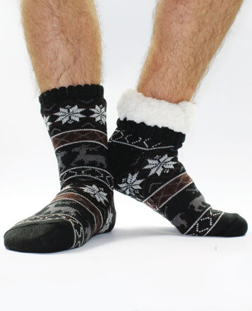 Herren-Thermo-Socken - schwarz Slip 15 Rentier