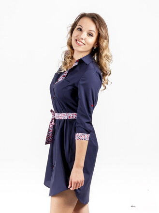 Damen Blusenkleid VS-DS-1840 dunkelblau