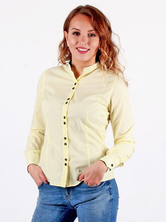 VERSABE Gelbes Damen Hemd mit Stehragen Slim Fit VS-DK1733