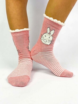 Dívčí ponožky se zajíčkem růžové