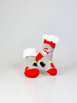 Ponožky pre babätká v sivej farbe snehuliak L024