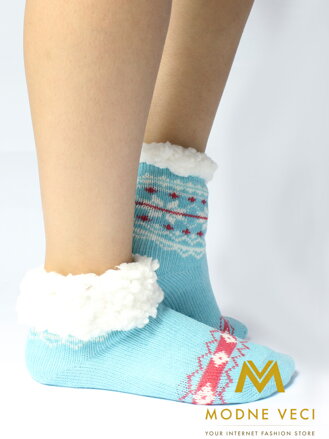 Detské termo ponožky protišmykové-tyrkysové 12