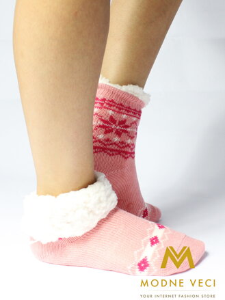 Dievčenské termo ponožky- proti šmykové svetlo-ružové 18