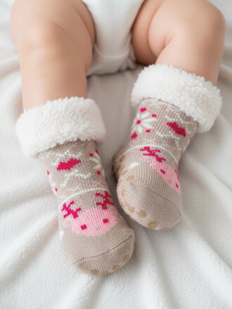 Thermosocken "Rentier" für Babys beige