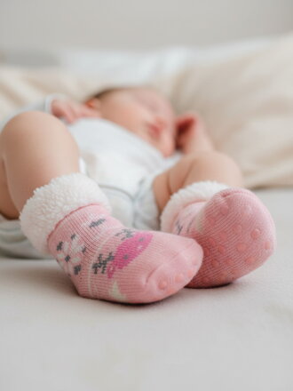 Thermosocken "Rentier" für Babys rosa