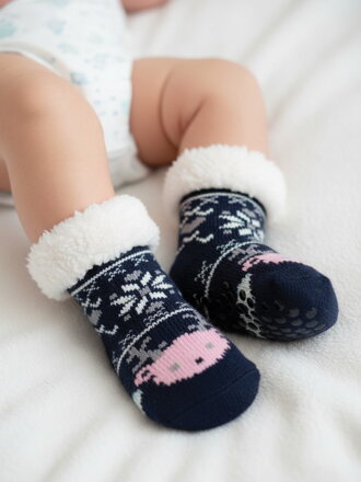 Thermosocken "Rentier" für Babys dunkelblau