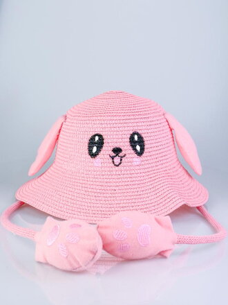 Detský roztomilý klobúk v ružovej farbe s hravými uškami G-18 