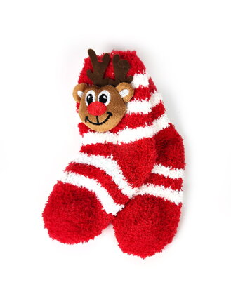 Fröhliche Kinder Socken Rentier rot-weiß