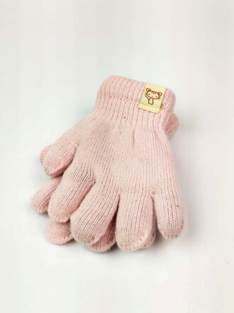 Pletené jednofarebné rukavice svetlo-ružové