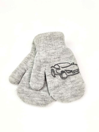 Jungenhandschuhe mit AUTO, hellgrau